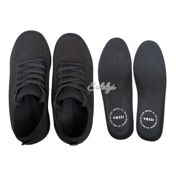 Vessi Weekend Mens 7 Womens 8 Space Black Waterproof Dyma-Tex Knit Sneaker - Picture 9 of 13